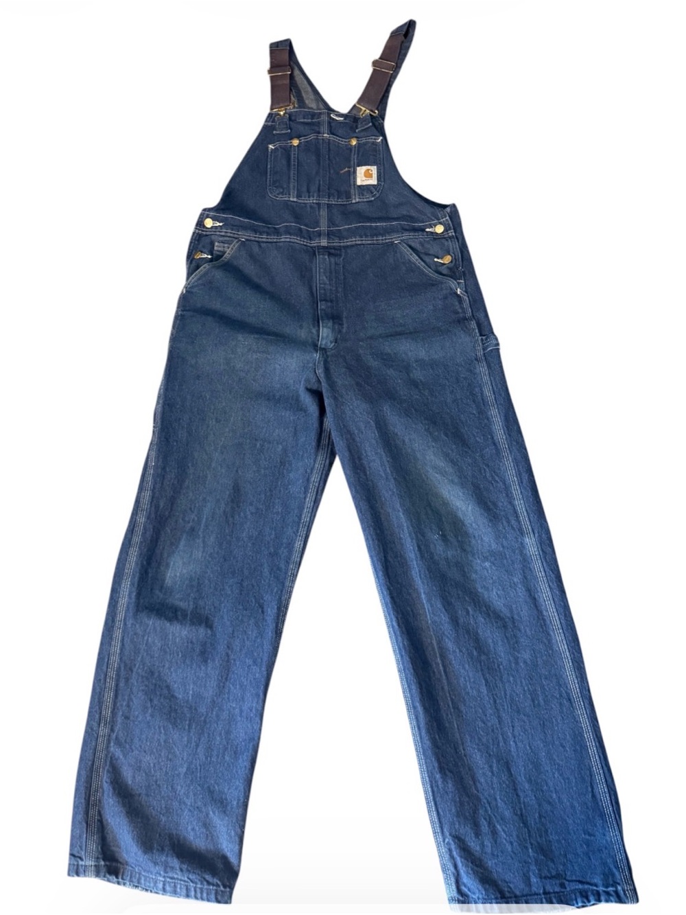 VTG Carhartt Men's Dark Blue Denim Relaxed Overalls BIB from SZ 38-30 pre-love